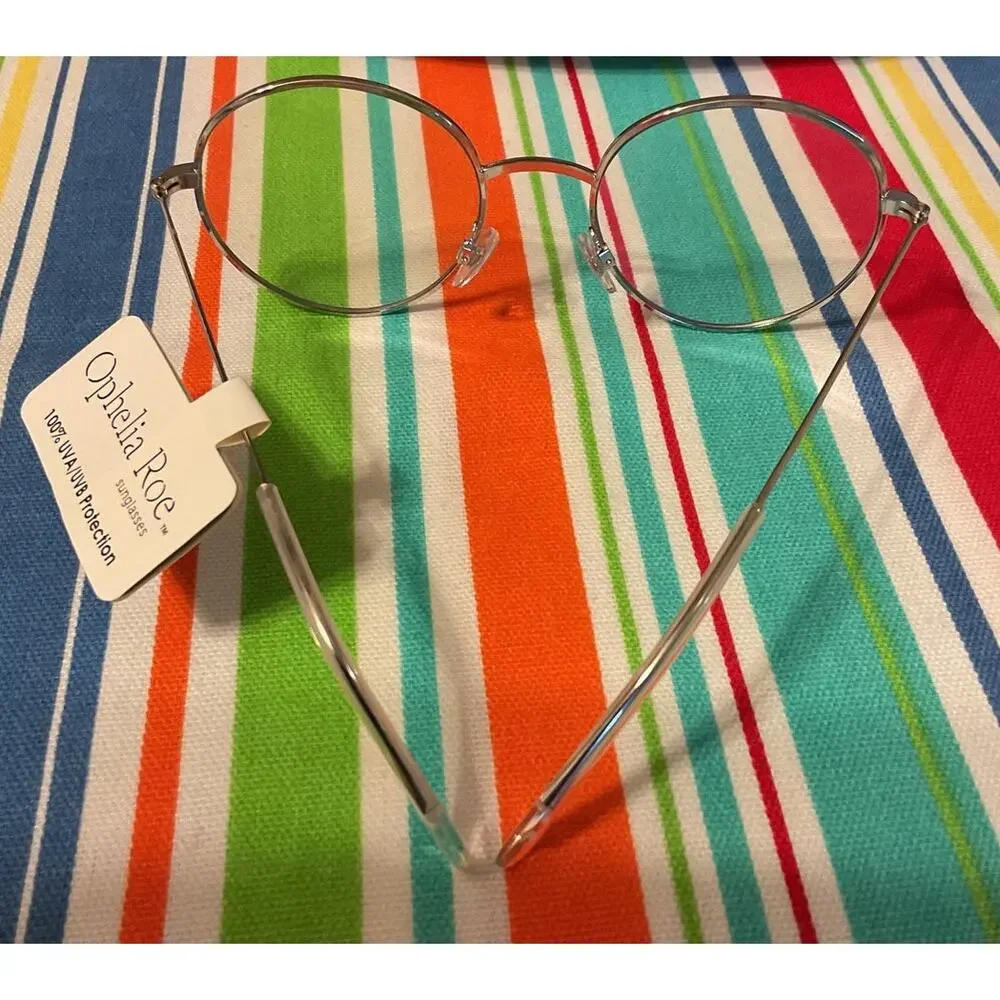 NWT Ophelia Roe Clear Lenses Oversized Round Wire Rim Glasses